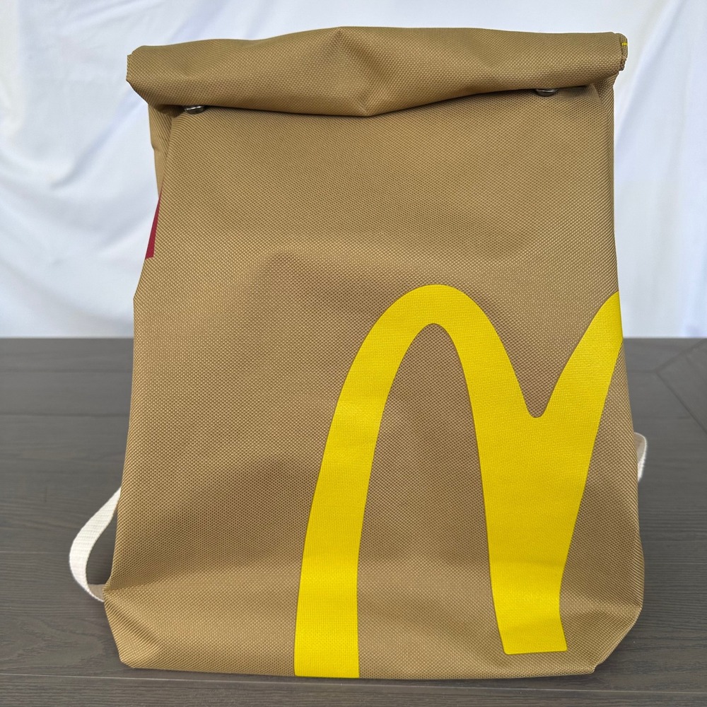 McDonalds Im Lovin It Canvas Roll Top Backpack Paperbag Golden Arches Bag Retro - Picture 1 of 7